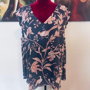 Plus Size Floral and Bird Blouse